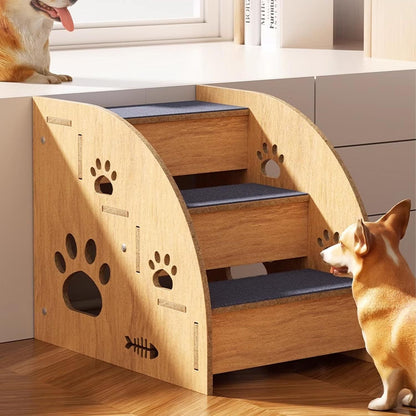 Escalier antidérapant pour chien et chat pour lit et canapé - Escaliers pour animaux à 3 ou 5 marches avec rampes de sécurité et design en pente, 38 cm de hauteur pour petits chiens, chats et animaux âgés, escalier léger et portable