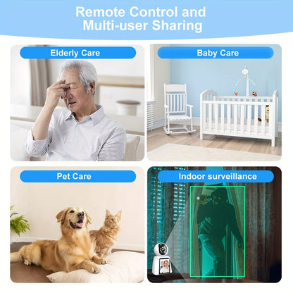 Caméra intérieure WiFi PTZ avec écran intégré de 3 pouces, appel vidéo HD 3MP, audio bidirectionnel, vision nocturne couleur, détection par IA, moniteur pour animaux, bébé et personnes âgées, caméra de sécurité domestique avec contrôle par application