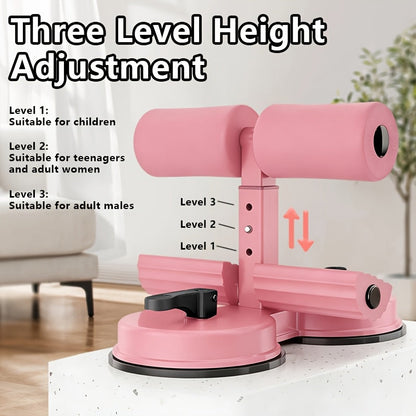 Barre de redressements assis portable – Conception réglable en 3 sections, double ventouse et bandes de résistance, équipement de fitness léger pour le renforcement abdominal à domicile, idéal pour les petits espaces