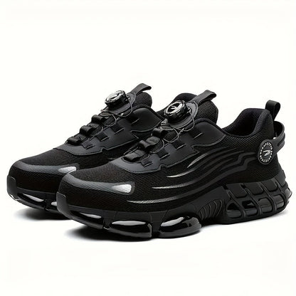 Chaussures de travail respirantes pour hommes – Chaussures de sécurité durables avec bandes réfléchissantes, semelle légère et amortissante pour l'industrie, la construction et un usage quotidien, disponibles en noir et gris, tailles US 6 à 11