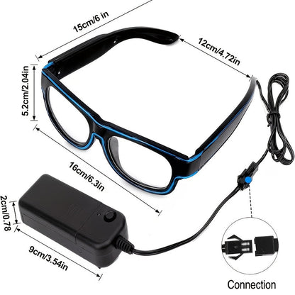 Lunettes LED lumineuses et colorées, lunettes de fête néon fluorescentes multicolores pour Halloween, Noël, festival EDM, rave, cosplay et carnaval