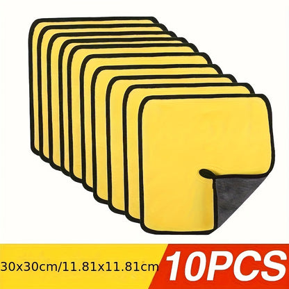 10 serviettes de nettoyage en microfibre pour voiture – Super absorbantes, non pelucheuses, sans traces, chiffons de séchage pour carrosserie, intérieur, vitres et entretien ménager