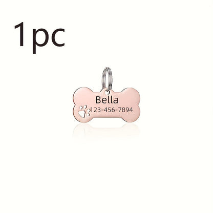 Custom Engraved Stainless Steel Dog ID Tag - Personalized Pet Name Tag Anti-Loss Single or Double Sided Engraving 6 Colors Dogs Cats Gift White Silver Gold Black Rose Gold Blue