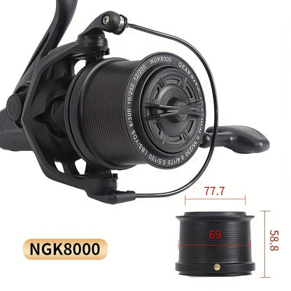 Moulinet spinning robuste pour eau salée 8000 10000 14000, moulinet de pêche en haute mer, corps en métal, grande capacité de ligne, ambidextre, pour gros poissons, pêche en surfcasting