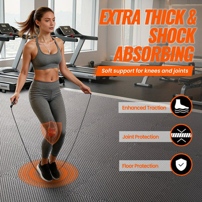 Tapis de sol emboîtables pour salle de sport, 36/48 pièces, dalles puzzle en mousse EVA, 30 x 30 cm, tapis d'exercice antidérapant pour salle de sport à domicile, garage, salle de jeux, fitness – Inclut des bordures, motif café et feuilles