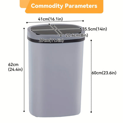 Poubelle automatique sans contact de 50 L (13 gallons) avec détecteur de mouvement, en acier inoxydable et plastique, pour cuisine, bureau, chambre et salon