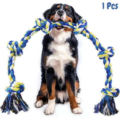 Jouet à mâcher en corde pour chien indestructible à 6 sections – Corde de traction robuste pour chiens moyens et grands de plus de 36 kg, fibres dentaires pour le nettoyage des dents, jouet à mâcher non toxique et sûr pour les mâcheurs agressifs