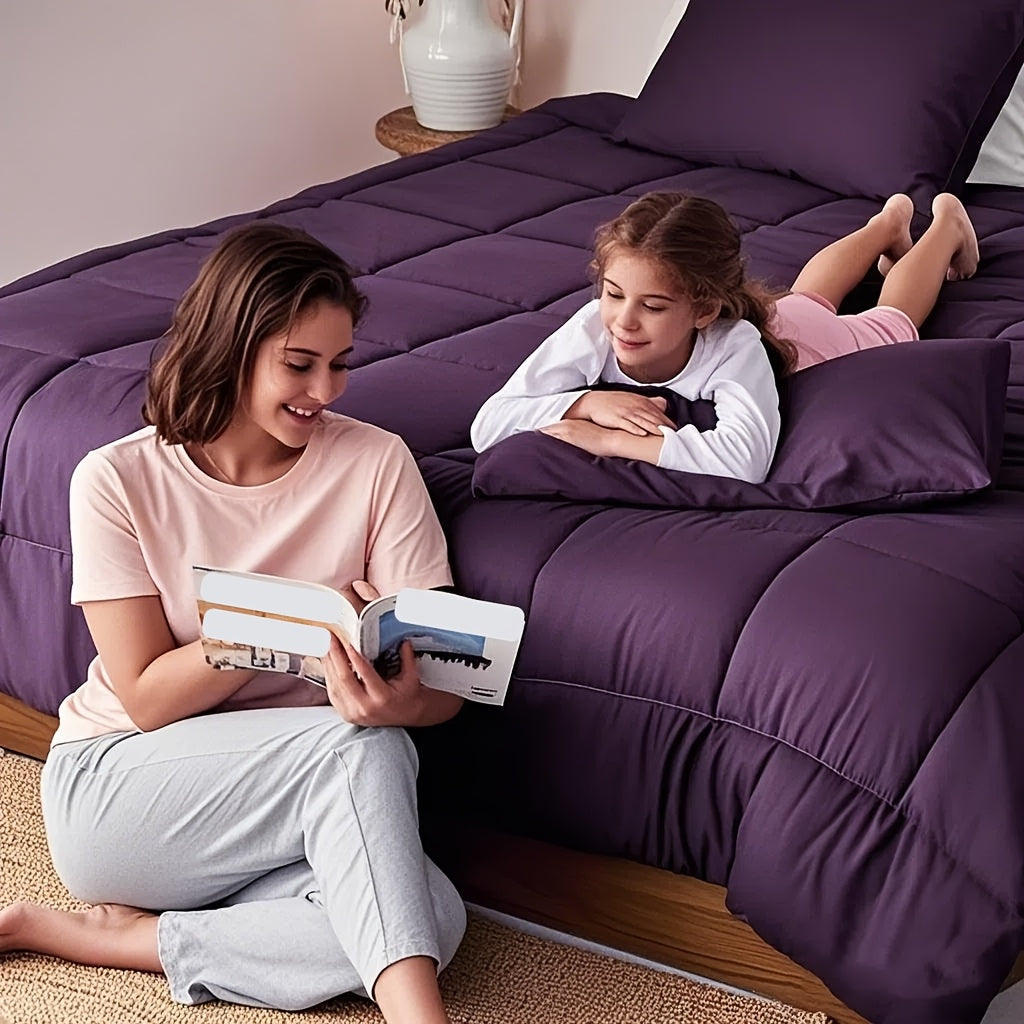 Ensemble de literie 7 pièces pour lit Queen/King – Parure de lit en microfibre douce à plis pincés, comprenant une couette, un drap-housse, un drap plat et 4 taies d'oreiller, ensemble de literie toutes saisons pour la maison et le dortoir