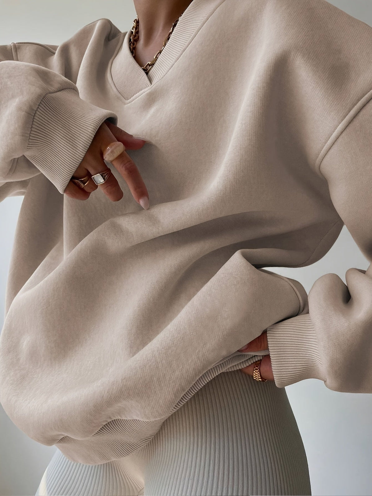 Sweat-shirt oversize à coupe ample pour femme – Pull à col large et épaules tombantes pour l'automne et l'hiver, haut décontracté et confortable