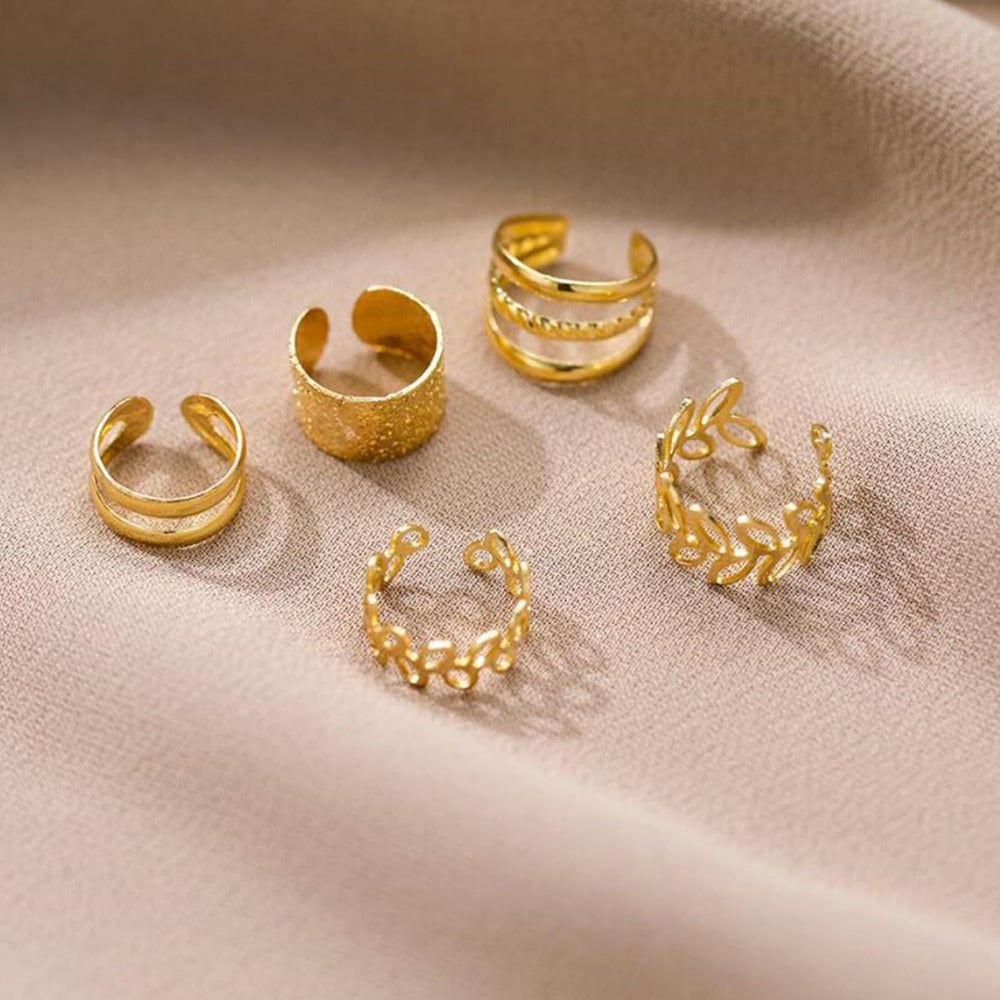 Lot de 5 boucles d'oreilles clips sans perçage pour femmes, bagues d'oreille hypoallergéniques pour cartilage, argentées et dorées, empilables, aucun trou nécessaire