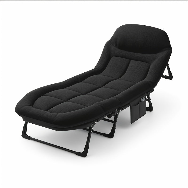 Lit de camp XL avec appui-tête intégré et matelas amovible – Lit pliant portable de 180 cm, cadre robuste pour adultes – pour le camping, lit d'appoint, voyage et pique-nique