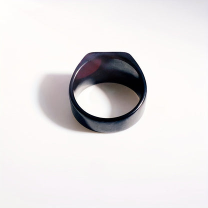 Bague commémorative pour chien gravée au laser – Hommage personnalisé avec photo d'animal de compagnie, anneau carré en acier inoxydable, tailles unisexes 7–12, finition noire, bijou d'amitié commémoratif pour hommes et femmes