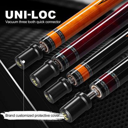 Queue de billard en fibre de carbone PREDAIDR série SP 58" – Queue de billard professionnelle à faible déflexion, procédé 12,5 mm, grip en cuir, joint 3/8x8, 19-20 oz