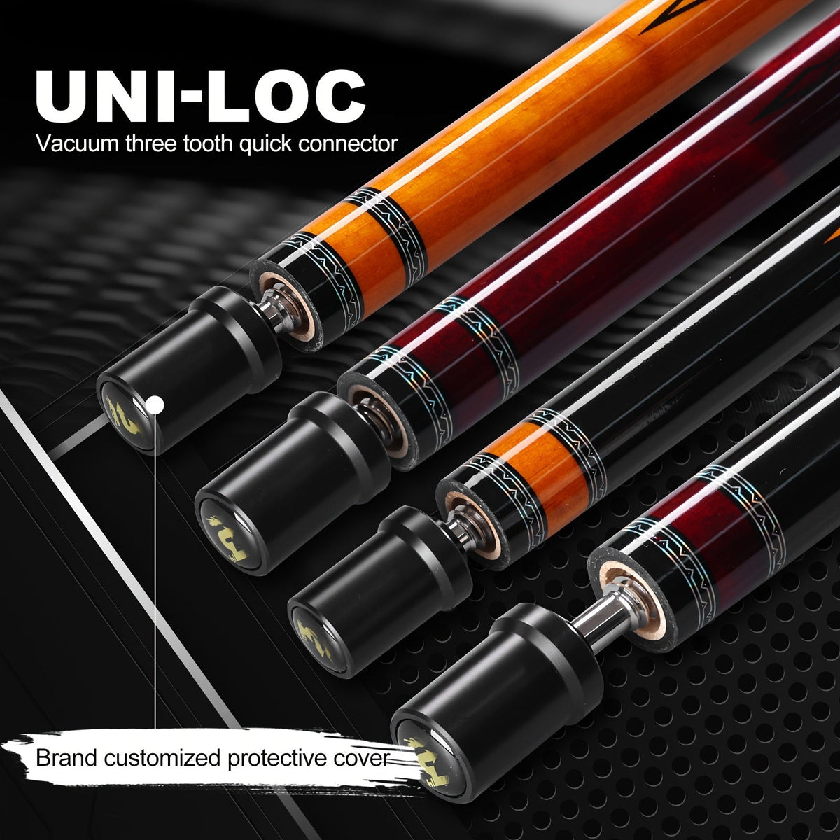 Queue de billard en fibre de carbone PREDAIDR série SP 58" – Queue de billard professionnelle à faible déflexion, procédé 12,5 mm, grip en cuir, joint 3/8x8, 19-20 oz