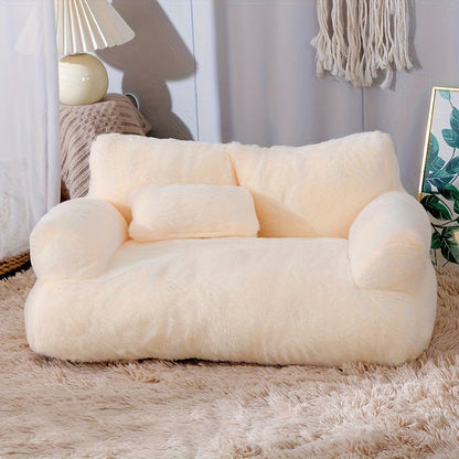Petit canapé-lit pour animaux avec coussin pour chats et chiens - Nid douillet en peluche pour chaton et chiot, housse amovible lavable en machine, fond antidérapant, canapé-lit toutes saisons à double usage pour chat et chien 55x38x20 cm