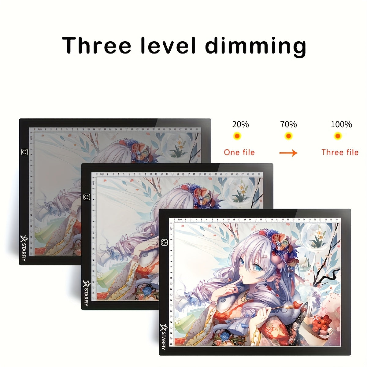 Tablette lumineuse LED pour dessin A2 A3 A4, table à copier ultra-fine à double barre lumineuse avec variateur 3 niveaux et surface sans grille protectrice des yeux pour diamond painting, croquis et dessin