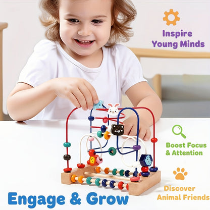 Baby Bead Maze Animal Roller Coaster Toy – Smart Animals Orbiting Bead Wire Puzzle for Infants & Toddlers | Early Education Fine Motor Skills & Sensory Development Toy for Ages 1-3
