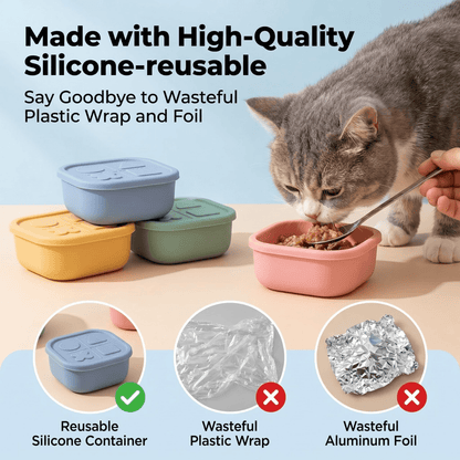 Silicone Pet Food Can Lid & Storage Container – Airtight Reusable Wet Food Sealer for 3oz Dog Cat Food Cans, Keep Food Fresh in Fridge, 5 Colors: Purple Blue Pink Green Yellow