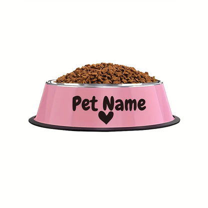 Gamelle personnalisée en acier inoxydable pour chien et chat - Bol gravé au nom de votre animal avec motif patte, cœur et couronne, antidérapante, 200 ml / 400 ml / 1000 ml, écuelle pour nourriture et eau, idée cadeau