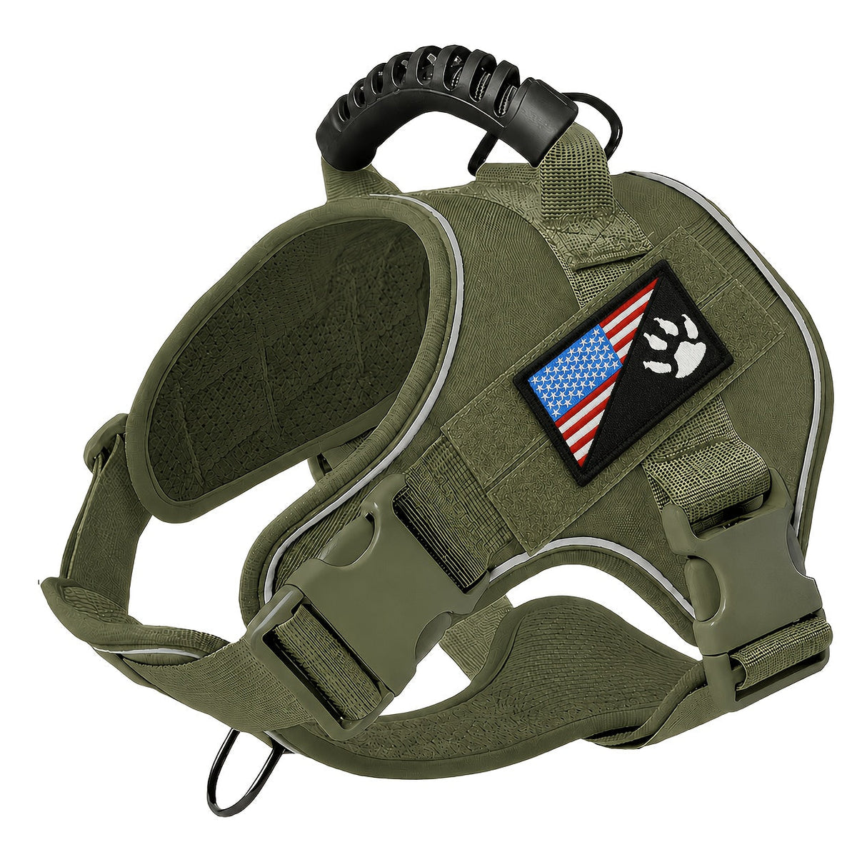 Harnais tactique pour chien avec écusson à scratch – Gilet de dressage militaire réglable anti-traction pour petits, moyens et grands chiens, harnais de travail en extérieur camouflage et kaki, tailles S, M, L, XL
