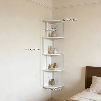 Étagère d'angle murale à 5 niveaux – Bibliothèque flottante et étagère de rangement pour salon, chambre et cuisine, séparateur d'angle gain de place, 5 styles disponibles