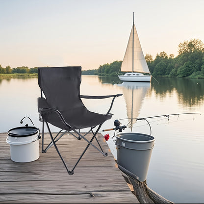 Lot de 2 chaises de camping pliables – Cadre en acier, tissu Oxford, porte-gobelets, sacs de transport portables pour barbecue en plein air, cour, plage, pique-nique, cadeau de vacances
