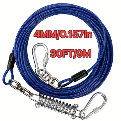 Laisse pour chien ultra-résistante de 1,8, 3, 4,5, 9, 15, 23 ou 30 mètres, câble d'attache d'entraînement pour grands chiens jusqu'à 225 kg, corde de course durable et résistante aux morsures pour le jardin