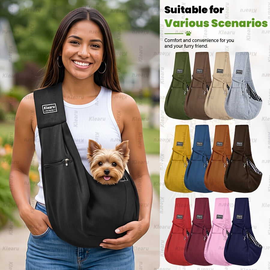 Sac bandoulière de transport pour chats et chiens jusqu'à 6,3 kg - Sac de transport croisé pour petits chiens et chats avec poche zippée - Sac bandoulière mains libres pour voyages en extérieur - Cadeau pour animaux pour Halloween et Noël