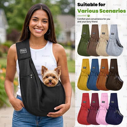 Sac bandoulière de transport pour chats et chiens jusqu'à 6,3 kg - Sac de transport croisé pour petits chiens et chats avec poche zippée - Sac bandoulière mains libres pour voyages en extérieur - Cadeau pour animaux pour Halloween et Noël
