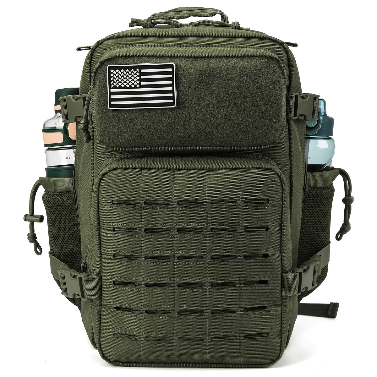 Sac à dos tactique MOLLE 25L pour ordinateur portable pour hommes et femmes – Sac militaire d'urgence, sac de randonnée avec double porte-gobelets, 9 couleurs, sac pour le bureau et les voyages en plein air
