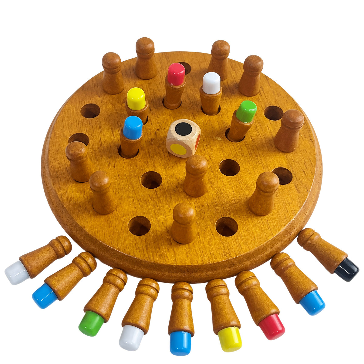 Jeu de mémoire en bois coloré pour enfants et famille - Jeu de société de voyage en bois massif amélioré, puzzle de stratégie pour l'entraînement cérébral, échecs à mémoire pour garçons et filles, cadeau d'anniversaire et de vacances, 3 ans et plus