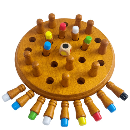 Jeu de mémoire en bois coloré pour enfants et famille - Jeu de société de voyage en bois massif amélioré, puzzle de stratégie pour l'entraînement cérébral, échecs à mémoire pour garçons et filles, cadeau d'anniversaire et de vacances, 3 ans et plus