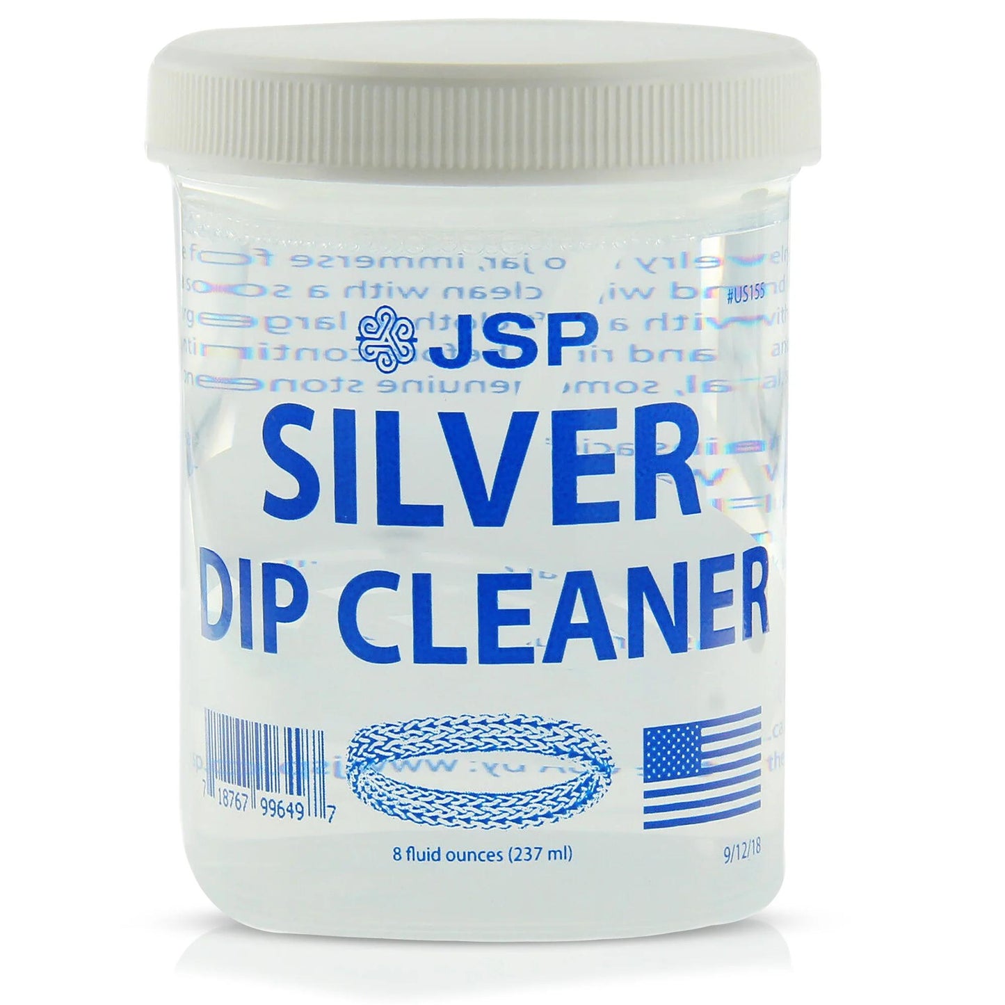 JSP Sterling Silver Dip Cleaner & Tarnish Remover 8oz – 925 & 999 Silver Jewelry Cleaning Solution with Dipping Basket & Microfiber Cloth, Restores Shine to Silver, Gold & Precious Metals