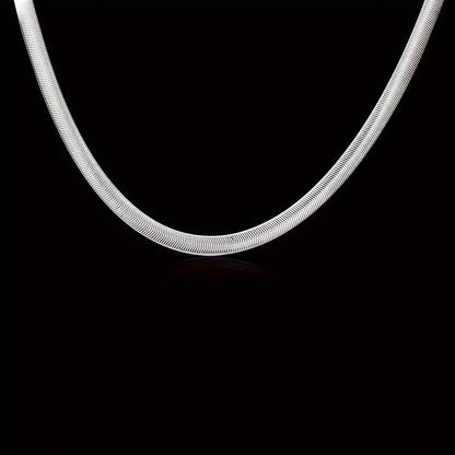 Collier chaîne serpent plat en argent sterling 925 – Bijou unisexe minimaliste et élégant, chaîne serpentine lisse de 51 cm, cadeau idéal pour mariages, fêtes, Noël et occasions spéciales