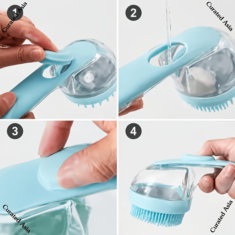 Kit de brosse de bain pour chien 2 pièces - Distributeur de shampoing en silicone souple et brosse à dents à doigt pour chats et chiens, brosse de bain de massage pour poils longs et courts, poils doux et délicats, cadeau de toilettage pour animaux