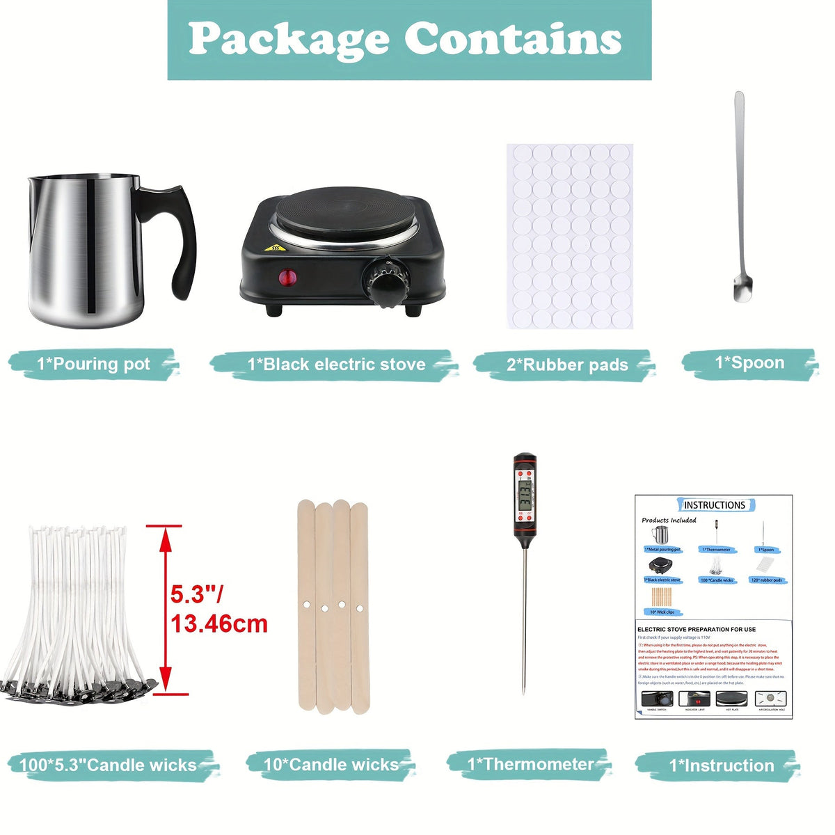 Kit de fabrication de bougies DIY complet avec fondoir à cire électrique, thermomètre, pot verseur de 30 oz, cuillère, mèches en coton, kit de démarrage tout-en-un pour adultes et débutants, fournitures de bougies maison en acier inoxydable 110V