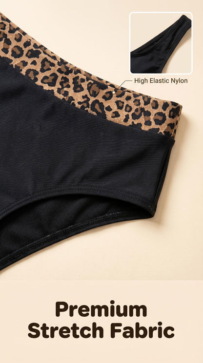 Ensemble bikini taille haute pour femme, imprimé léopard, haut court color-block, décolleté carré, maillot de bain 2 pièces rétro sexy, tenue de bain amincissante pour la plage, la piscine et les vacances, S-XL
