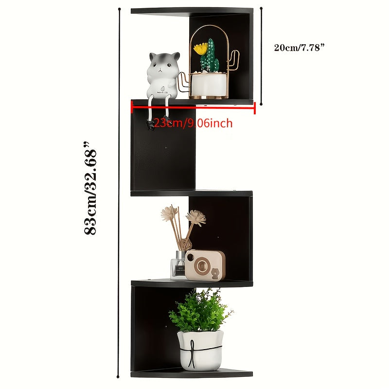 Étagère d'angle murale à 5 niveaux – Bibliothèque flottante et étagère de rangement pour salon, chambre et cuisine, séparateur d'angle gain de place, 5 styles disponibles