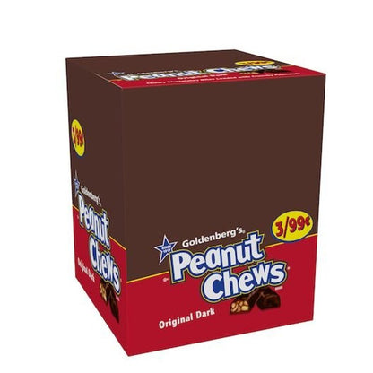 Peanut Chews Chocolat Noir, 24 unités – Barres chocolatées au chocolat noir et aux arachides emballées individuellement, format en vrac pour le grignotage, les cadeaux, le bureau et les fêtes