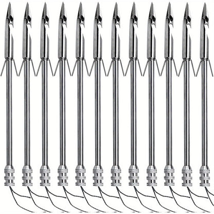 Lot de 12 pointes de flèche en acier inoxydable pour fronde de pêche – Pointes de flèche démontables pour pêche à l'arc, fléchettes de pêche pour fronde et tir à l'arc, pointes de remplacement, accessoires de pêche