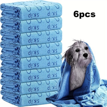 Lot de 6 serviettes de bain pour chien - Serviettes de bain en microfibre à séchage rapide, serviettes de toilettage en polyester super absorbantes pour chiens de petite, moyenne et grande taille, lot de serviettes douces pour le séchage des animaux