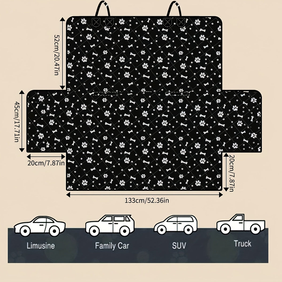 Tapis de protection de siège arrière pour animaux de compagnie - Housse de siège auto imperméable et épaisse pour chien, protection anti-rayures pour banquette arrière, accessoire de voiture motif pattes roses pour propriétaires de chiens