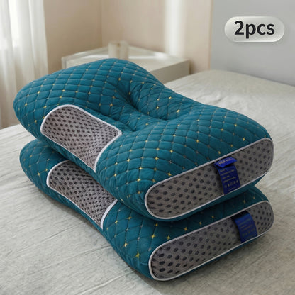 Lot de 2 oreillers cervicaux ergonomiques – Oreiller de soutien cervical en tissu respirant avec taie d'oreiller amovible à fermeture éclair, soulage la pression des épaules et du cou, disponible en 5 couleurs pour la maison et le bureau
