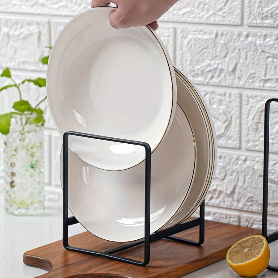 Lot de 4 organisateurs de vaisselle et égouttoirs en acier inoxydable pour placards – Support à assiettes et bols peu encombrant pour placards de cuisine et plans de travail – Ensemble d'organisation de cuisine durable