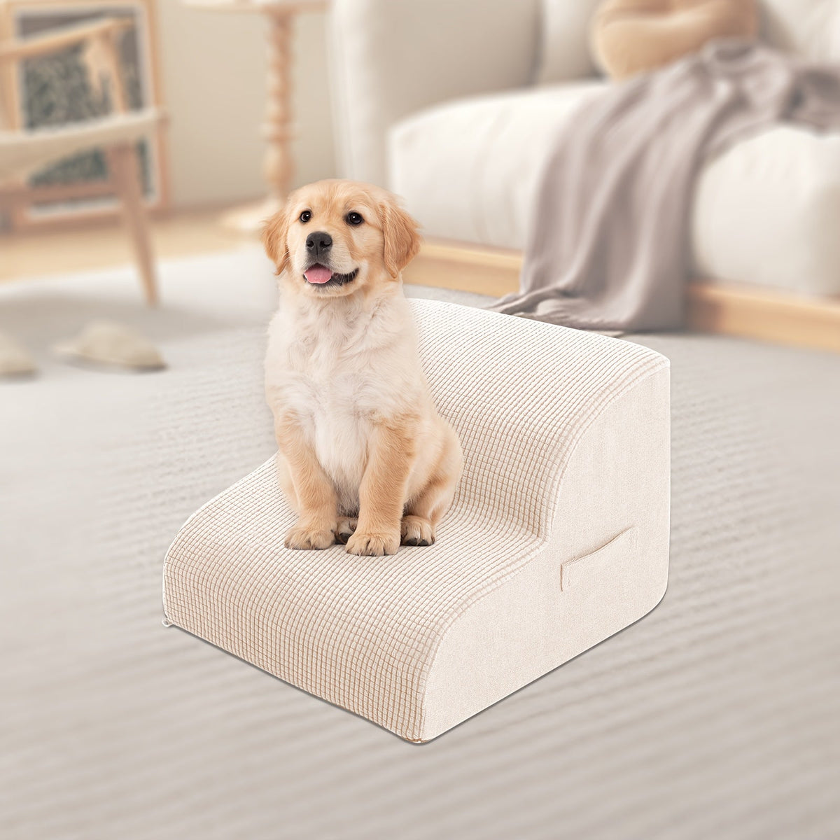 Escalier pour chien pour lit et canapé – Marches antidérapantes pour animaux 2/3/4 marches pour petits chiens et chats, housse amovible et lavable, rampe orthopédique pour chiens âgés, animaux blessés et soulagement des douleurs articulaires, 5 coloris