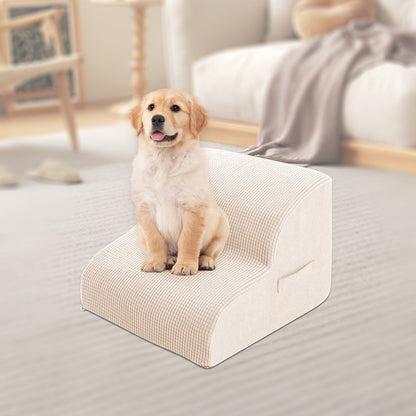 Escalier pour chien pour lit et canapé – Marches antidérapantes pour animaux 2/3/4 marches pour petits chiens et chats, housse amovible et lavable, rampe orthopédique pour chiens âgés, animaux blessés et soulagement des douleurs articulaires, 5 coloris