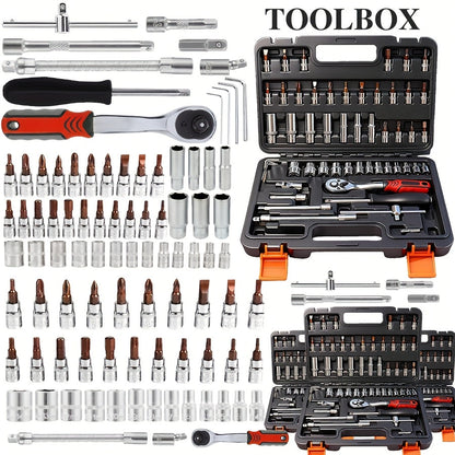 Ensemble d'outils professionnels de 52 pièces - Acier au chrome-vanadium, boîte à outils portable pour réparations domestiques et automobiles, kit d'outils à main multifonction pour passionnés et professionnels, cadeau idéal pour homme