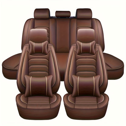 Housses de siège auto en similicuir, ensemble complet 5 places – Protection intégrale 360° imperméable, rembourrage en mousse souple, revêtement antidérapant, ajustement universel pour voitures, camions, berlines et SUV, 6 couleurs disponibles