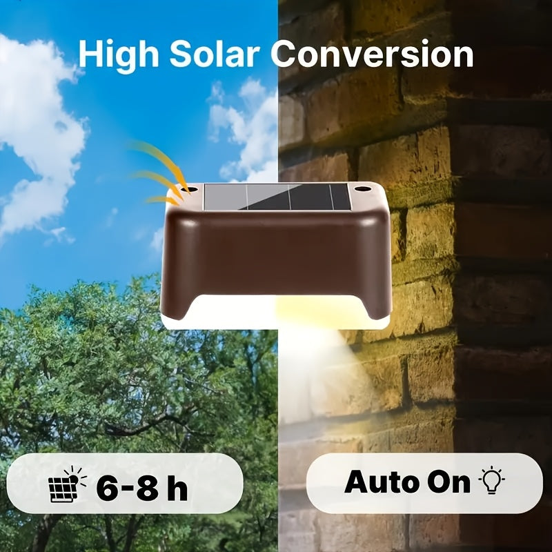 Lampes solaires LED pour terrasse, escaliers et marches d'extérieur, allumage/extinction automatique, 12 heures d'éclairage blanc chaud pour clôture, allée, patio, balcon et jardin – ABS résistant aux intempéries, lot de 8, 16 ou 32 – Aucun câblage requis