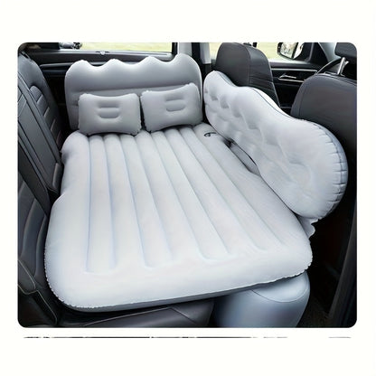 Matelas gonflable de voiture pour SUV et berline, matelas pneumatique floqué doux pour siège arrière, tapis de couchage pliable et portable pour camping, voyages et pique-niques – Pompe à air et sac de rangement inclus, noir, gris, beige, rose